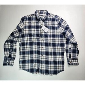 Saddlebred Mens Shirt Button Up Classic Fit Blue Stuff Plaid‎ Size XL NWT